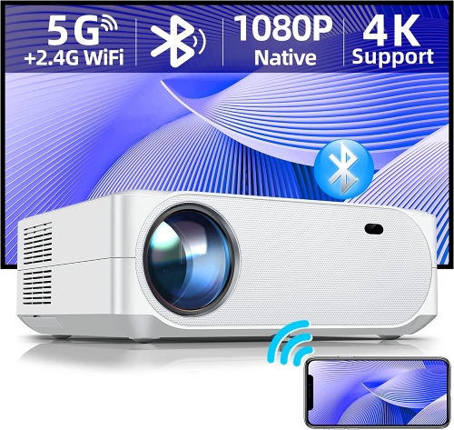 Projector with 5G WiFi and Bluetooth 5.1, ACROJOY Native 1080P Mini Projector 4K Support with 120